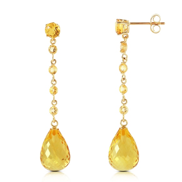 14K. SOLID GOLD CHANDELIERS EARRINGS WITH CITRINES - Picture 2 of 5
